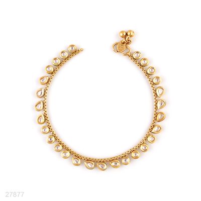 ANKLET KUN OVAL DRP THIN-GOLD